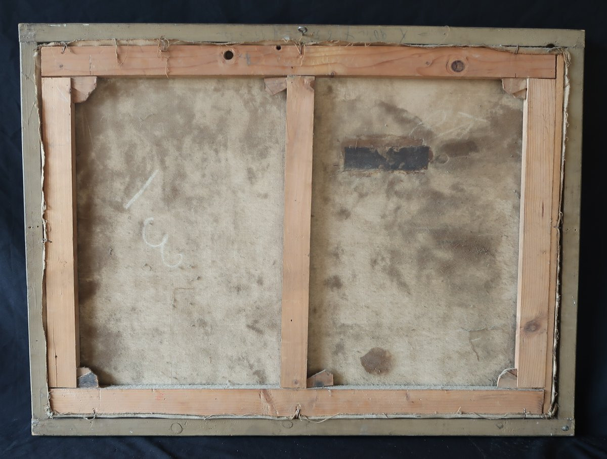 tableau huile sur toile Bacchus paysage mythologie XVIIIème romantique école italienne-photo-7