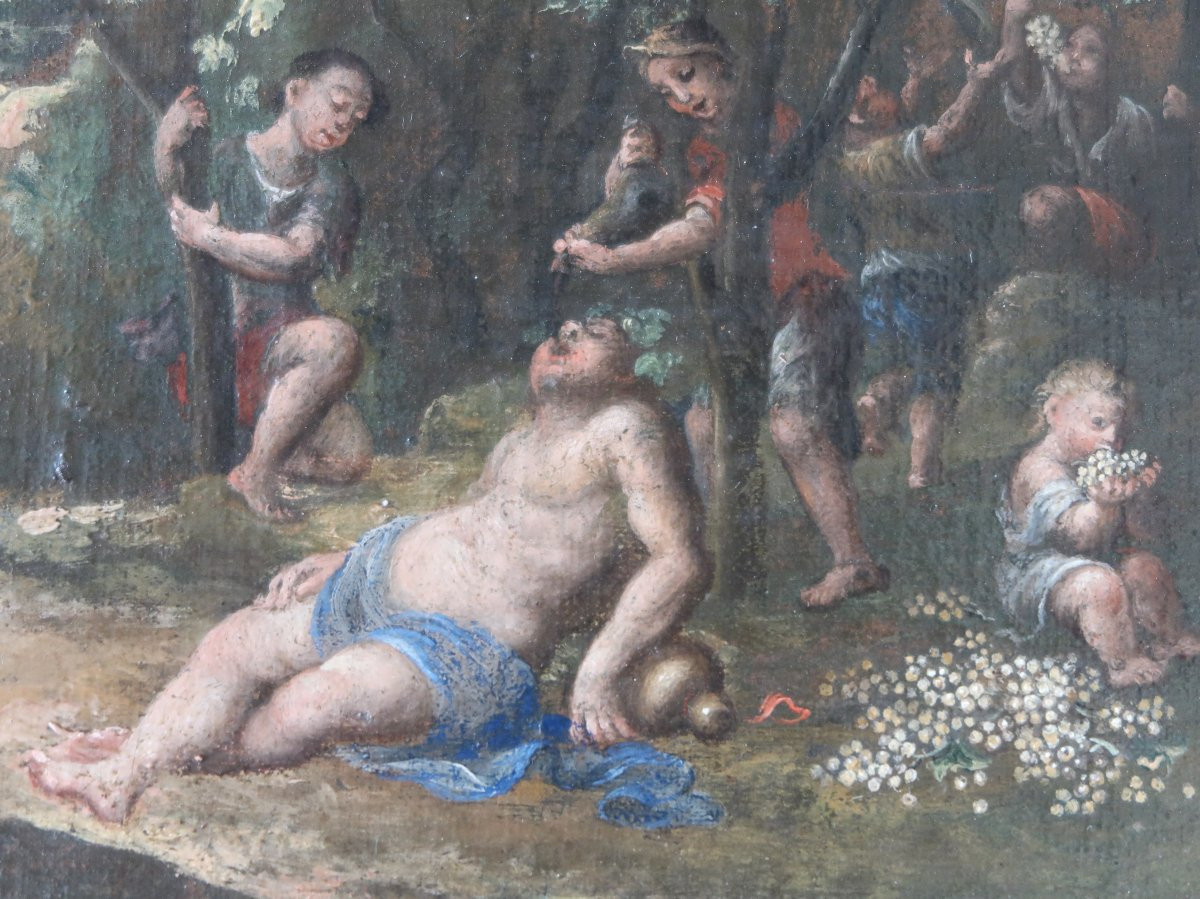 tableau huile sur toile Bacchus paysage mythologie XVIIIème romantique école italienne-photo-8