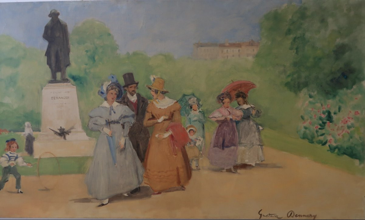 Gustave Dennery promenade au square du temple à Paris 1900 panoramique-photo-2
