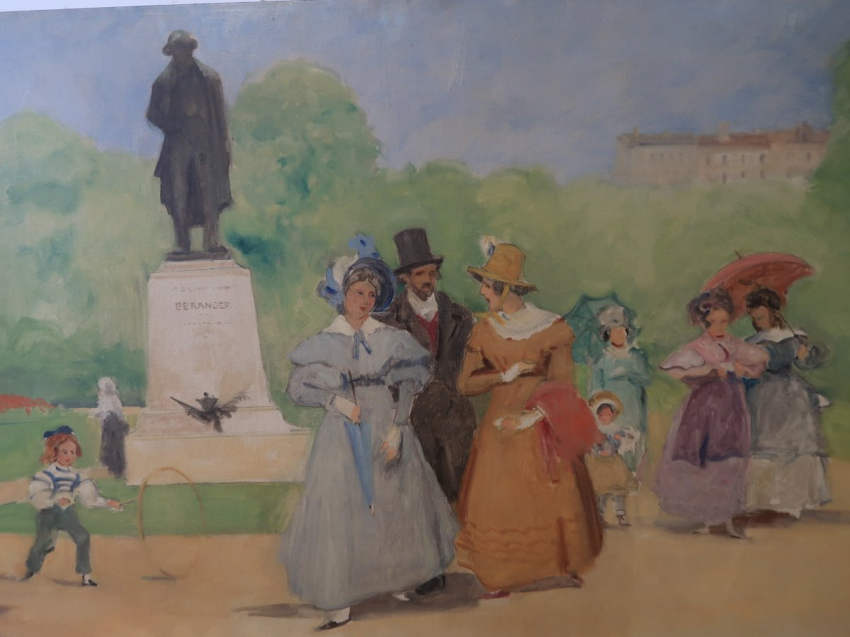 Gustave Dennery promenade au square du temple à Paris 1900 panoramique-photo-3