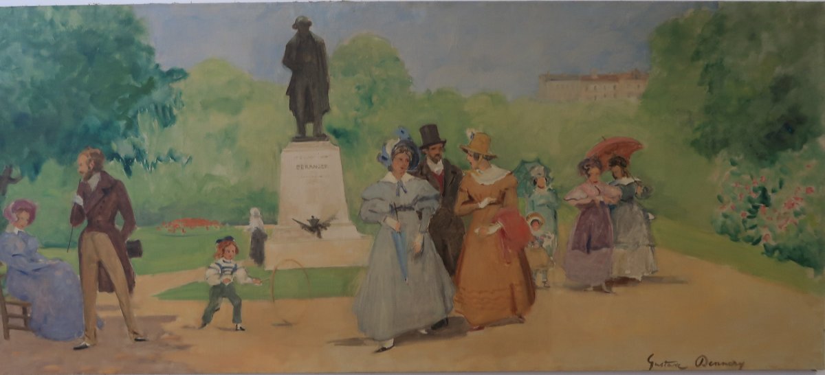 Gustave Dennery promenade au square du temple à Paris 1900 panoramique-photo-1