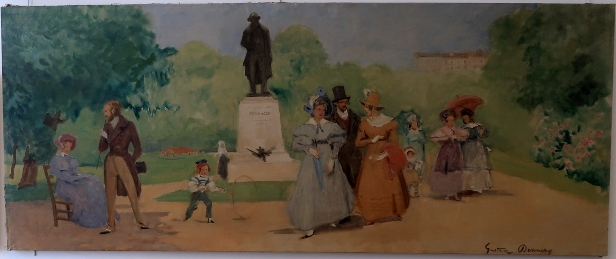 Gustave Dennery promenade au square du temple à Paris 1900 panoramique