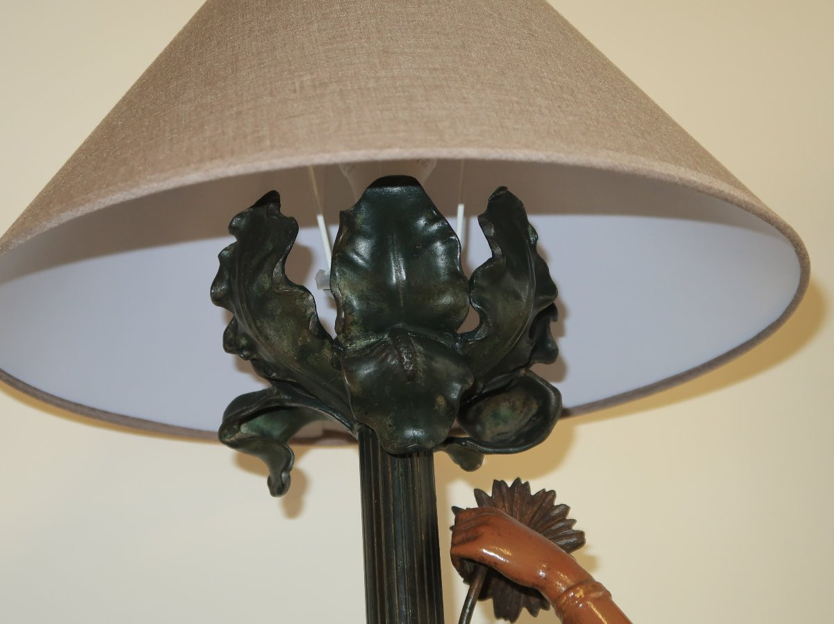 sculpture orientaliste lampadaire bronze et metal art nouveau-photo-4