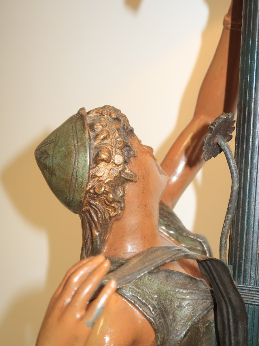 sculpture orientaliste lampadaire bronze et metal art nouveau-photo-4