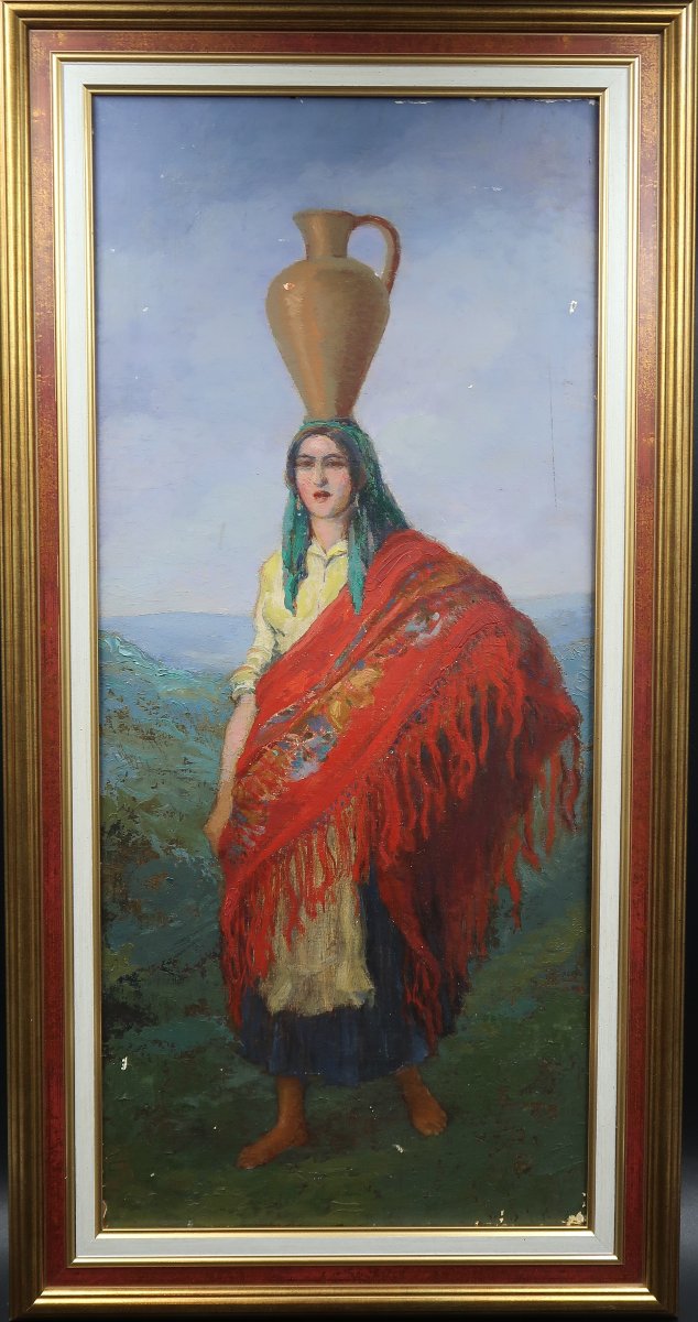 tableau femme à la cruche Laffite Henri