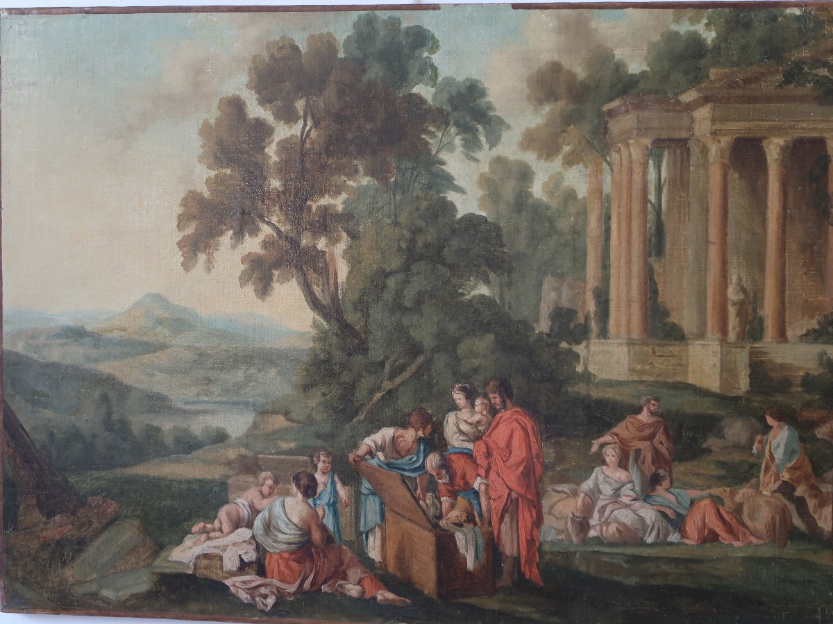 tableau ancien capriccio caprice d'architecture scène biblique 18ème-photo-2