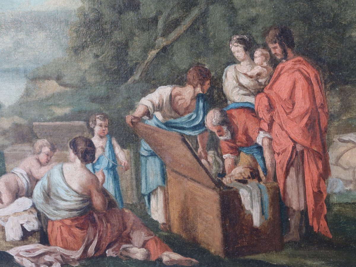 tableau ancien capriccio caprice d'architecture scène biblique 18ème-photo-4