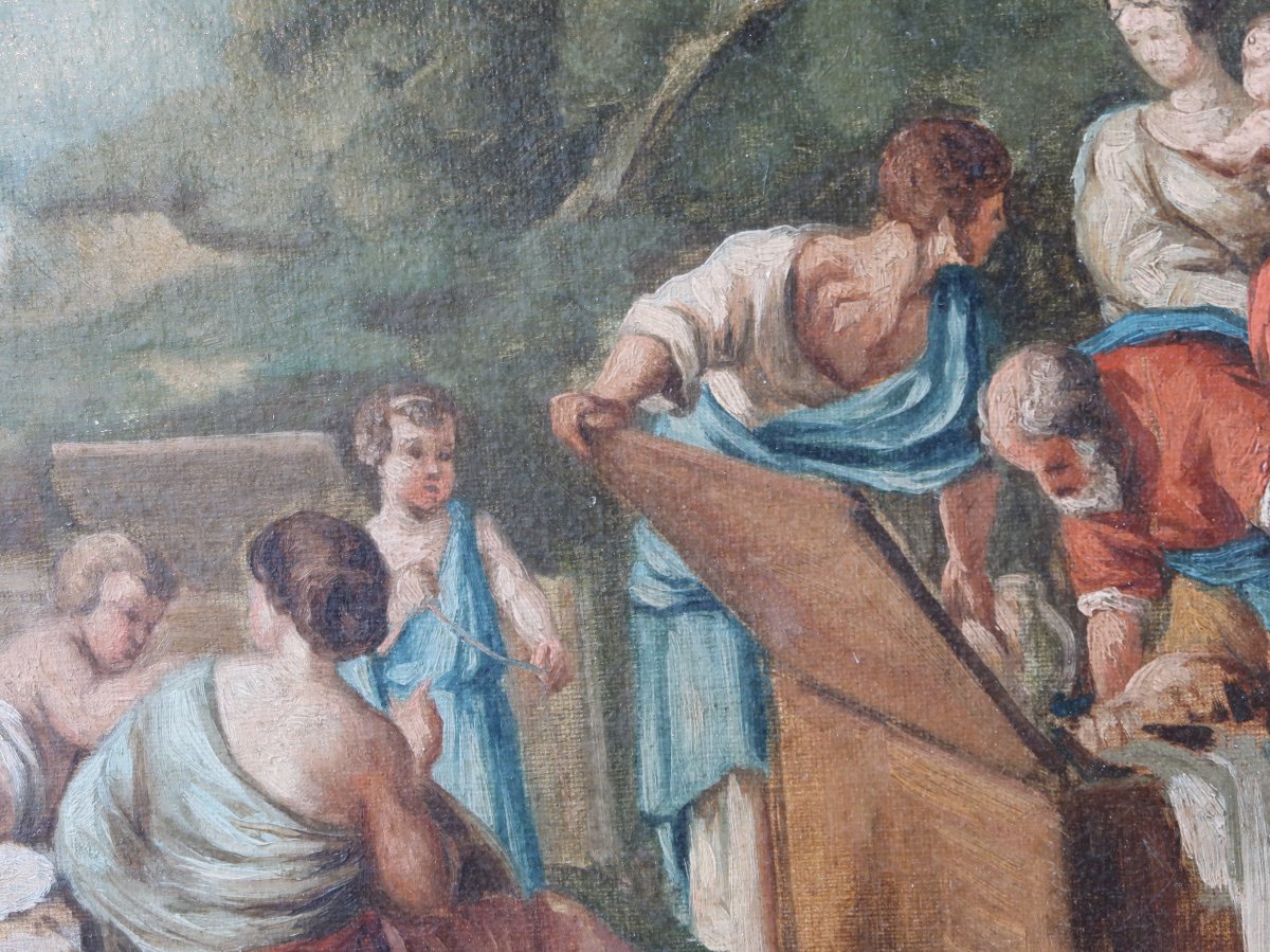 tableau ancien capriccio caprice d'architecture scène biblique 18ème-photo-1