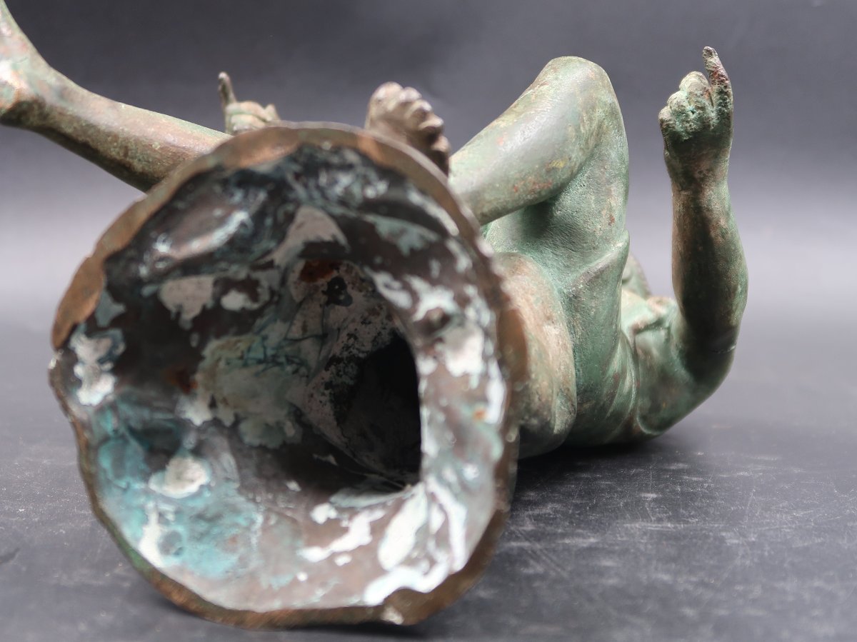 Large Bronze Sculpture Of A Neapolitan Fisherman On A Boat-photo-6