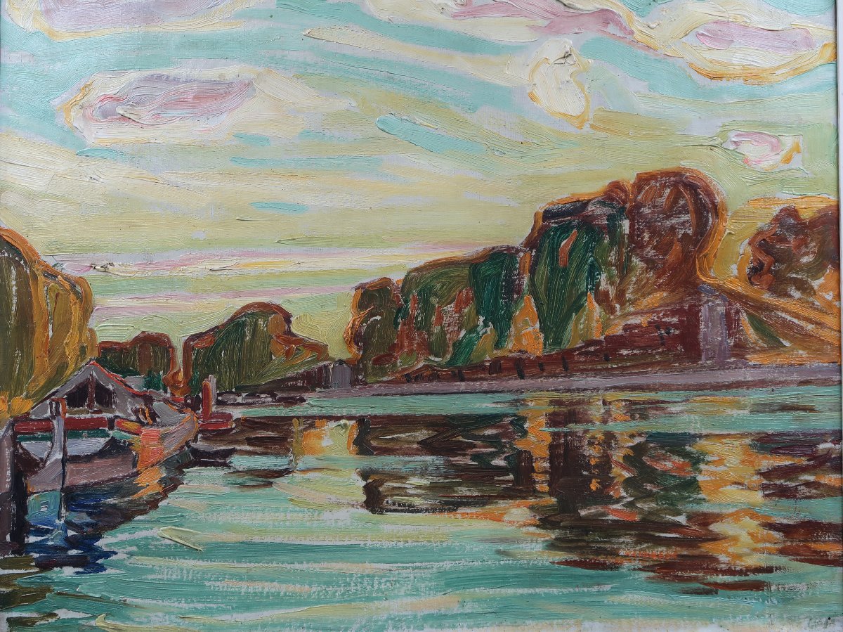 Maurice Soudan's Fauvist Painting: Landscape With A Canal In The Midi Region -photo-2