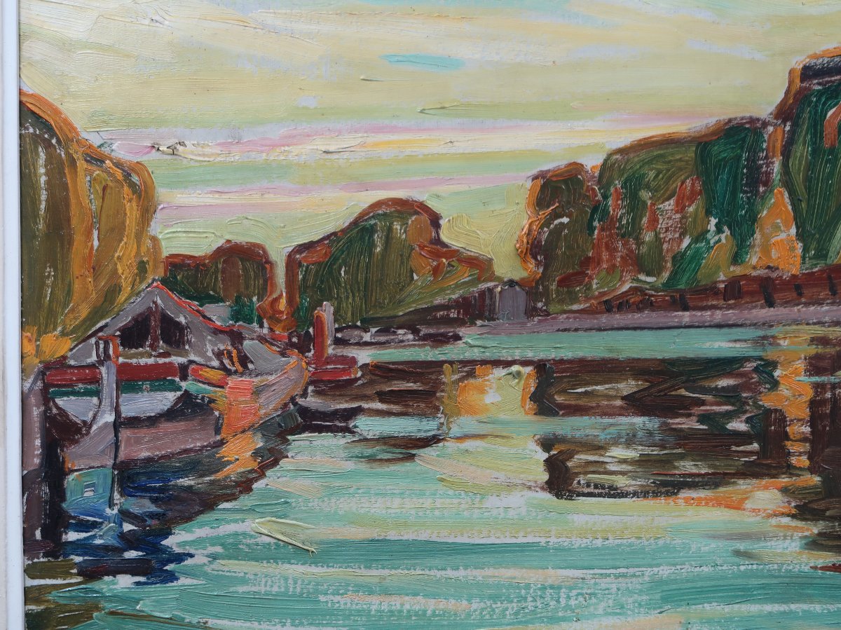 Maurice Soudan's Fauvist Painting: Landscape With A Canal In The Midi Region -photo-2