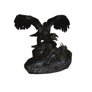 Barye  sculpture Bronze Aigle  Héron Barbedienne. 