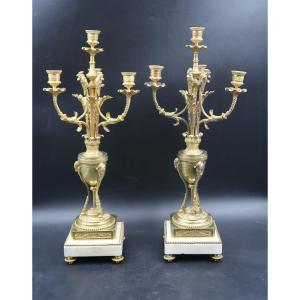 Directoire Gilded Bronze Candelabra