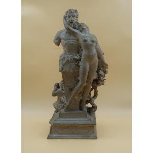 Sculpture Terre Cuite Faunes Et Nymphes Henri Giscard