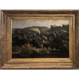 Landscape Painting Roofs And Chimneys