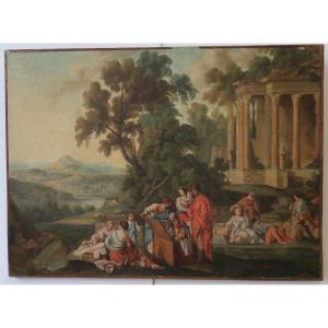 tableau ancien capriccio caprice d'architecture scène biblique 18ème