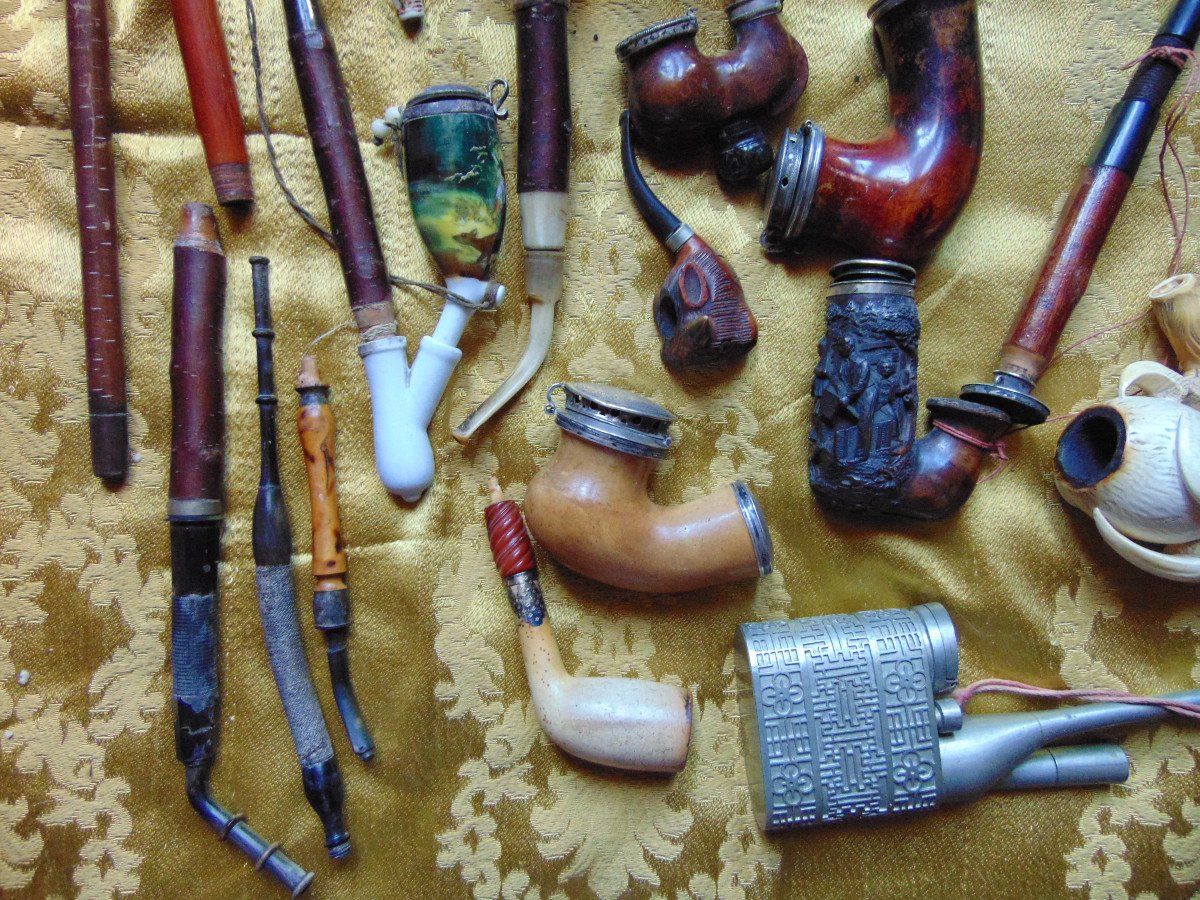 Lot Of About Twenty Various Old Pipes-photo-3