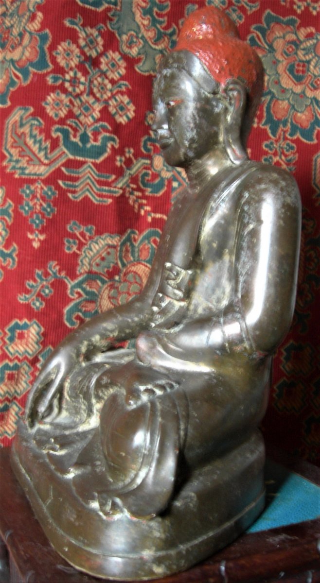 Bouddha en bronze -Birmanie 19ème siècle -H  42cm-photo-2