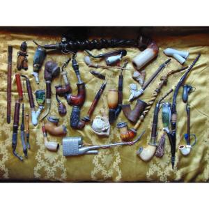 Lot Of About Twenty Various Old Pipes