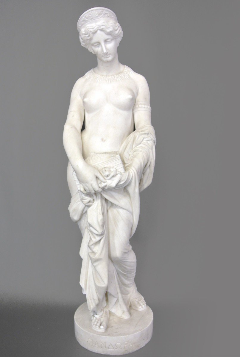 "Pandore" Sculpture en marbre par françois-Clément Moreau-photo-2