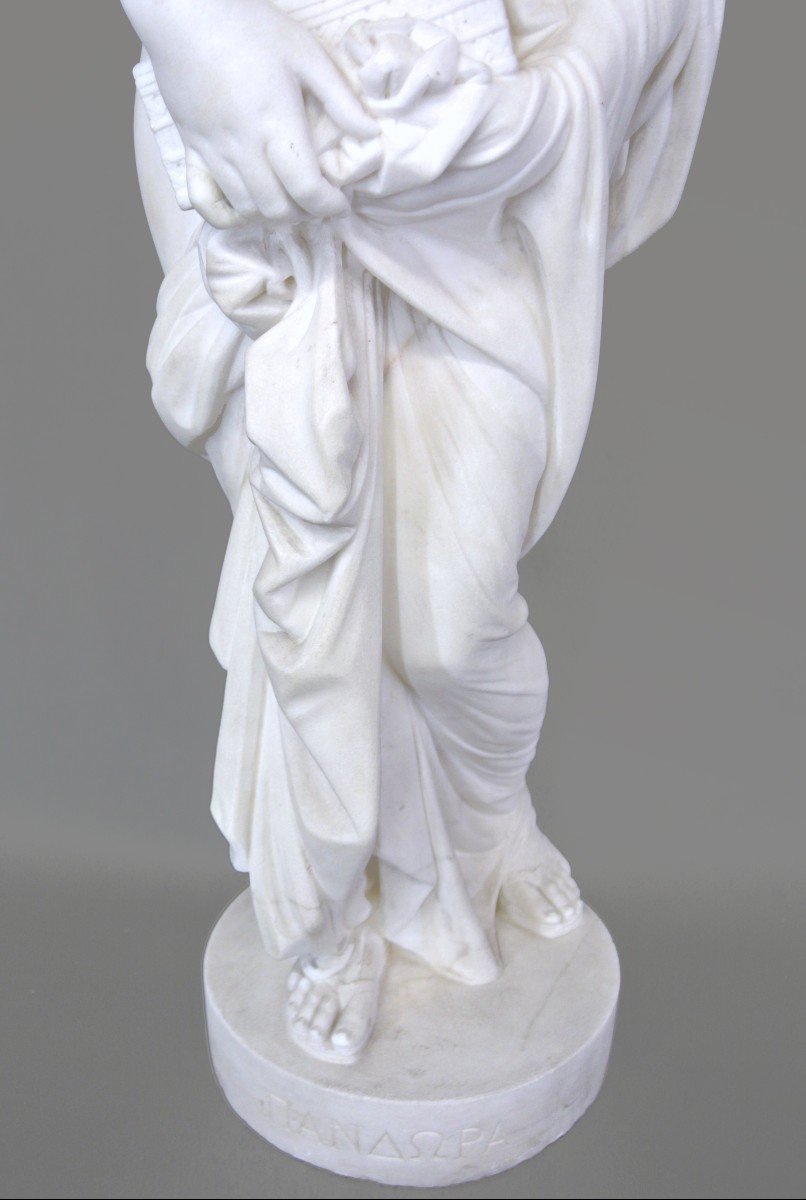 "Pandore" Sculpture en marbre par françois-Clément Moreau-photo-2