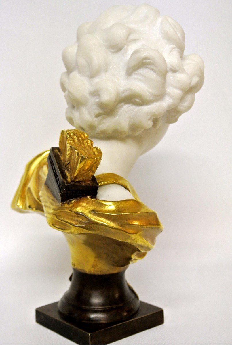 "cupid" Marble And Bronze After Léonard Agathon (1841/1923)-photo-4