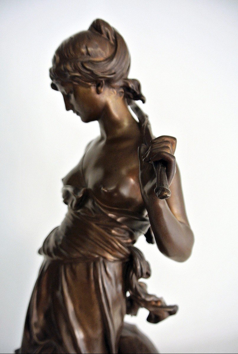 Nymph Of Diana, Bronze Group By Eugène Aizelin-photo-4