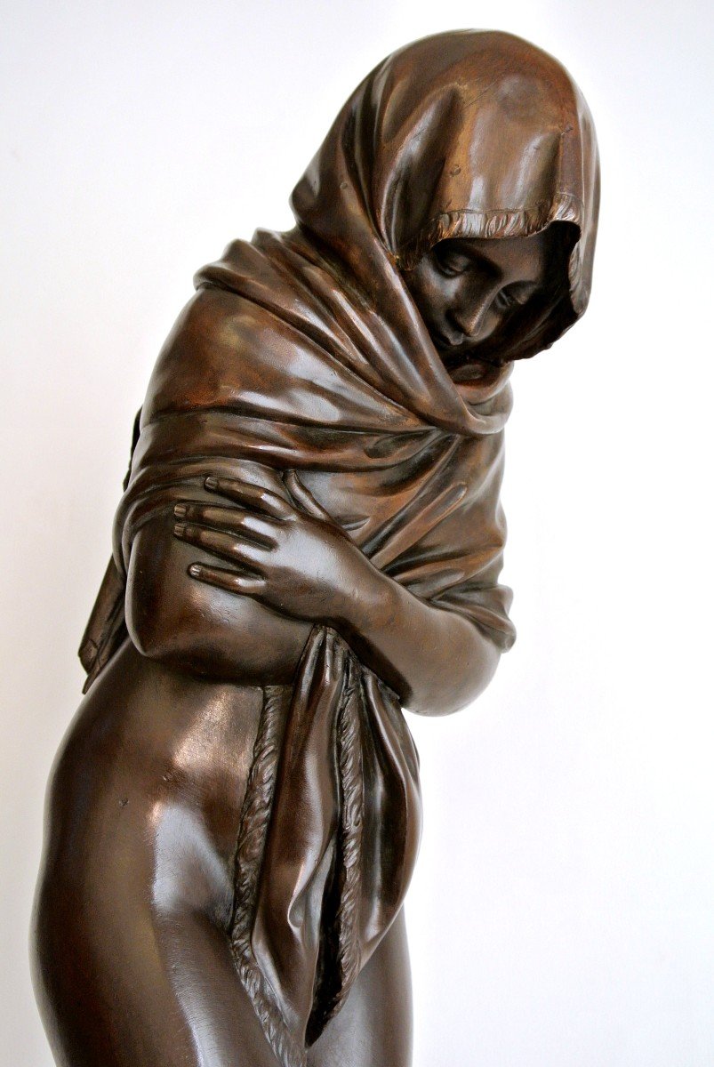  "la Frileuse" Bronze Statue After Jean-antoine Houdon-photo-1
