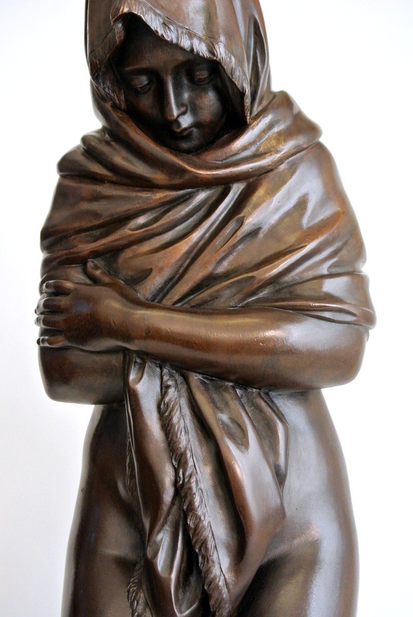  "la Frileuse" Bronze Statue After Jean-antoine Houdon-photo-2