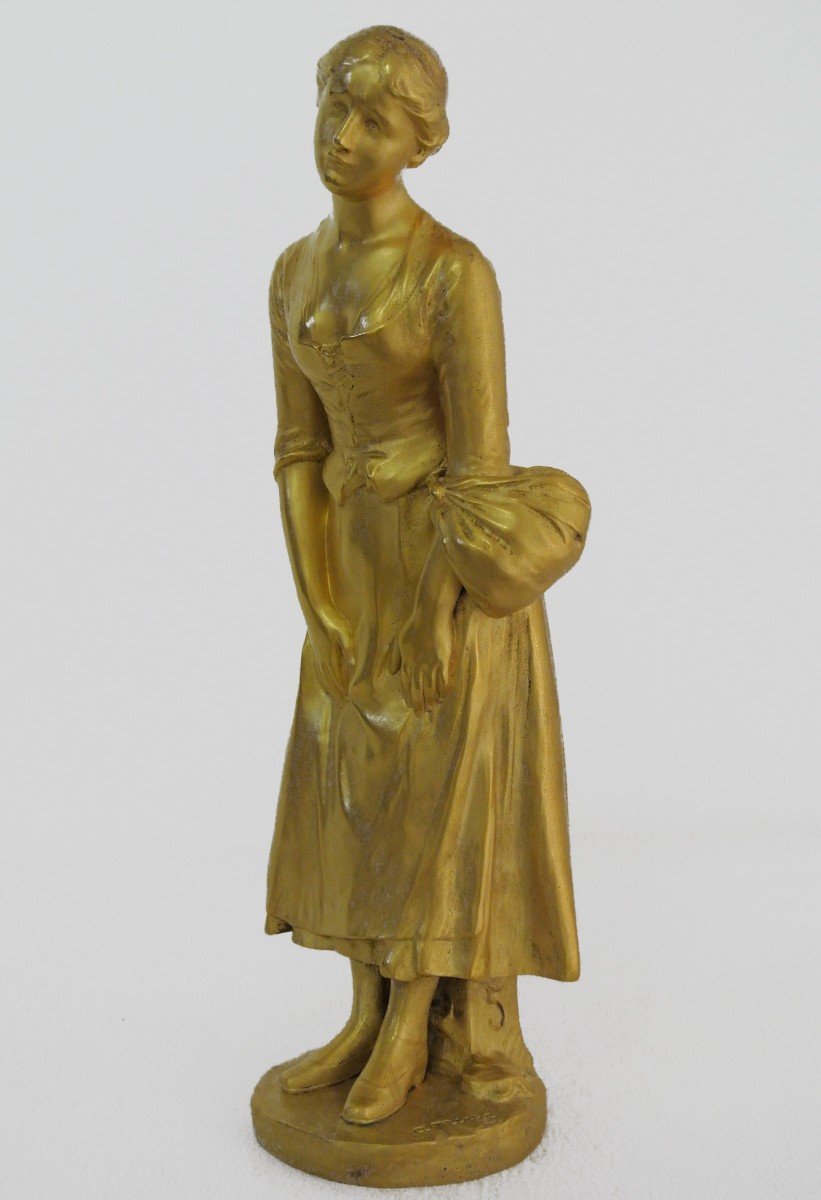 "the Departure From The Village" Bronze Statuette After Antonin Mercié (1841/1916)-photo-3