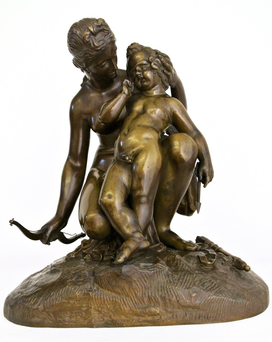 Vénus et Cupidon, groupe en bronze d'après James Pradier-photo-2