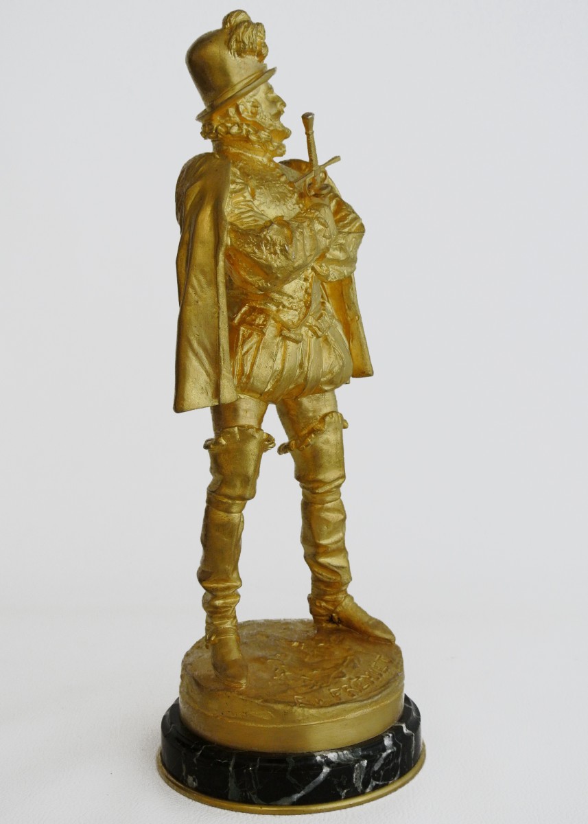 "fencer" Gilded Bronze After Emmanuel Frémiet-photo-3