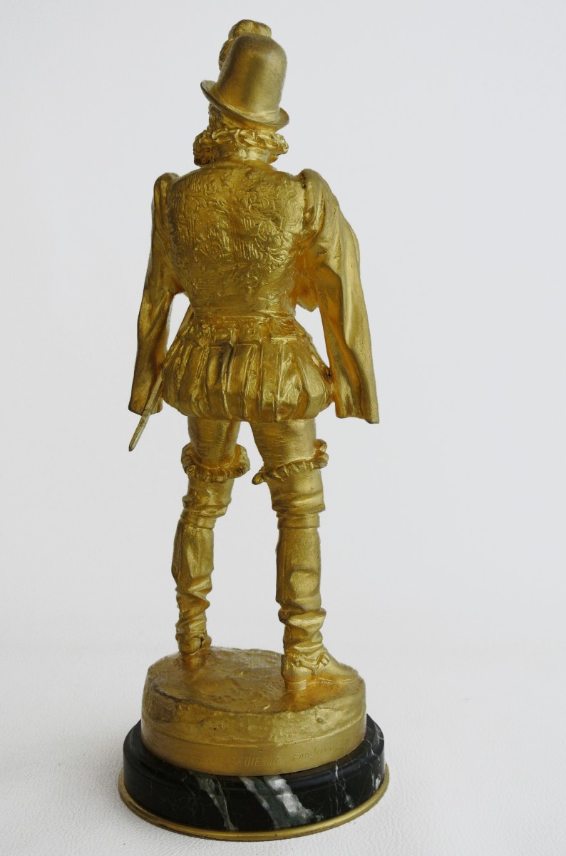 "fencer" Gilded Bronze After Emmanuel Frémiet-photo-4