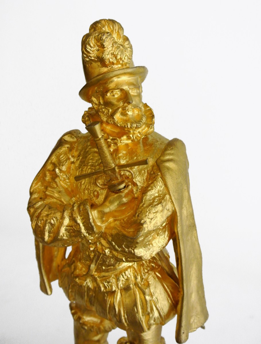 "fencer" Gilded Bronze After Emmanuel Frémiet-photo-1