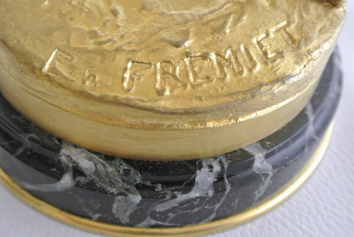 "fencer" Gilded Bronze After Emmanuel Frémiet-photo-4