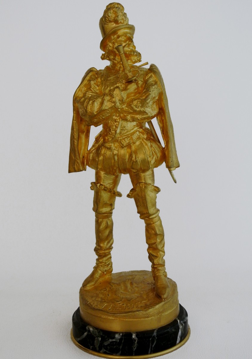 "fencer" Gilded Bronze After Emmanuel Frémiet