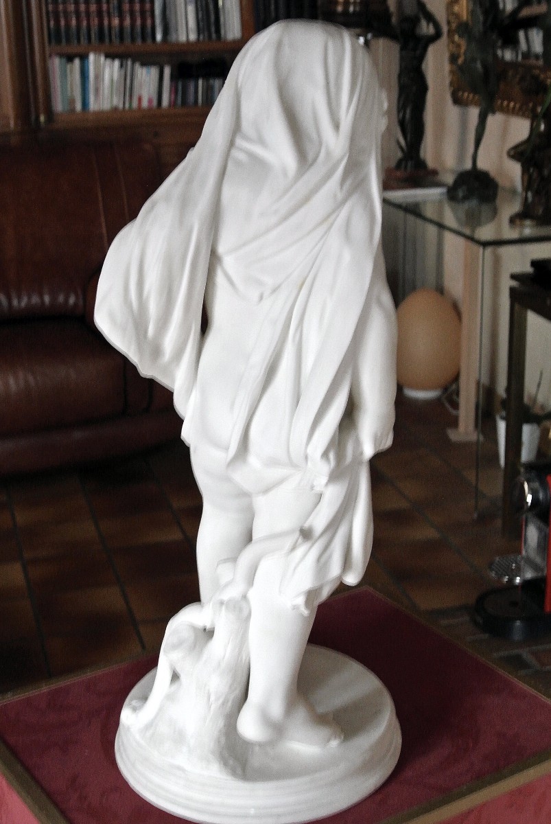 "Cupidon" Marbre signé Jules-Joseph Alkin  (1830/1888)-photo-1