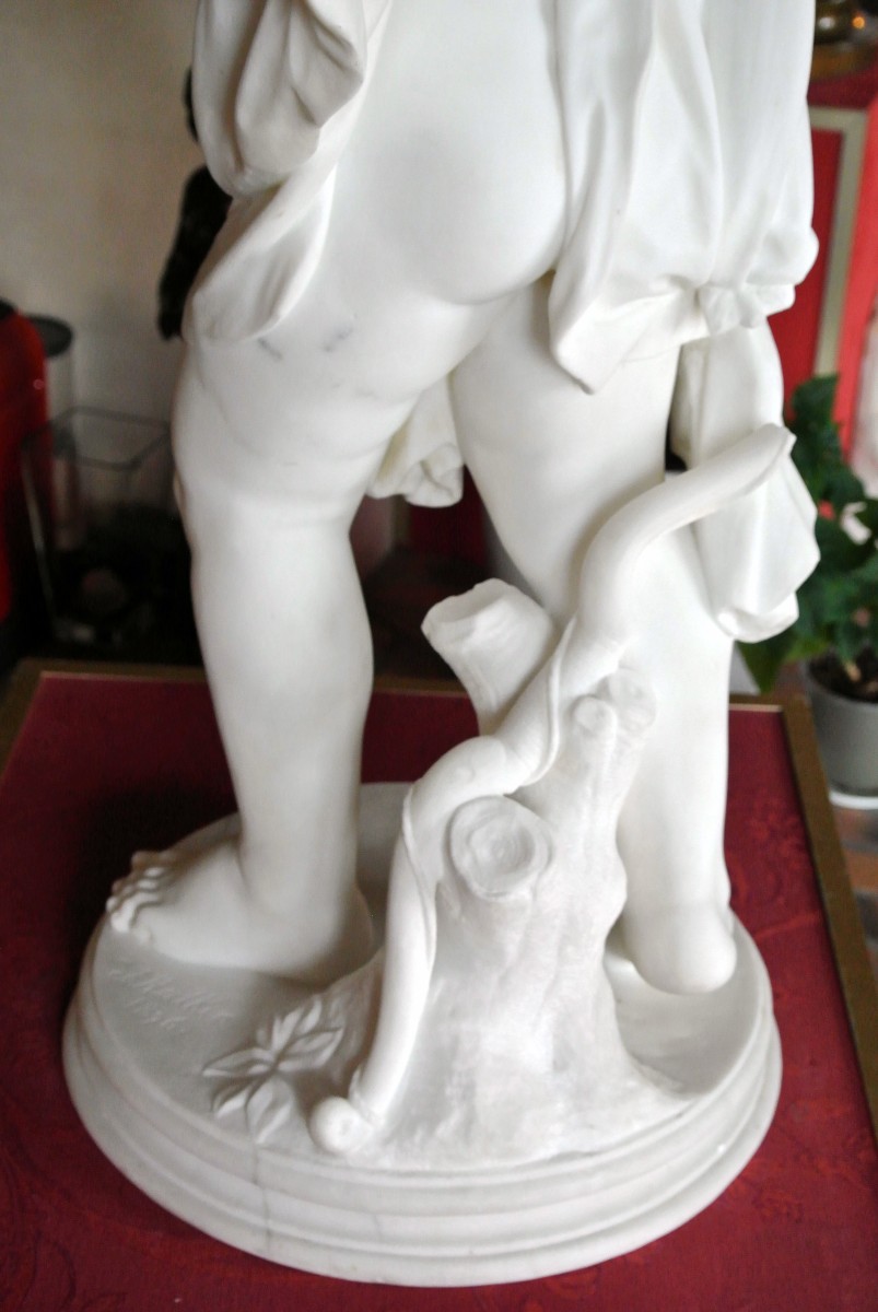"Cupidon" Marbre signé Jules-Joseph Alkin  (1830/1888)-photo-2