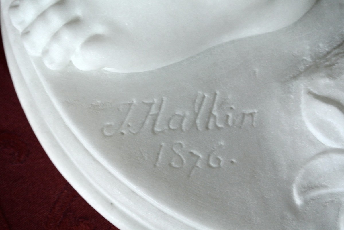 "Cupidon" Marbre signé Jules-Joseph Alkin  (1830/1888)-photo-3