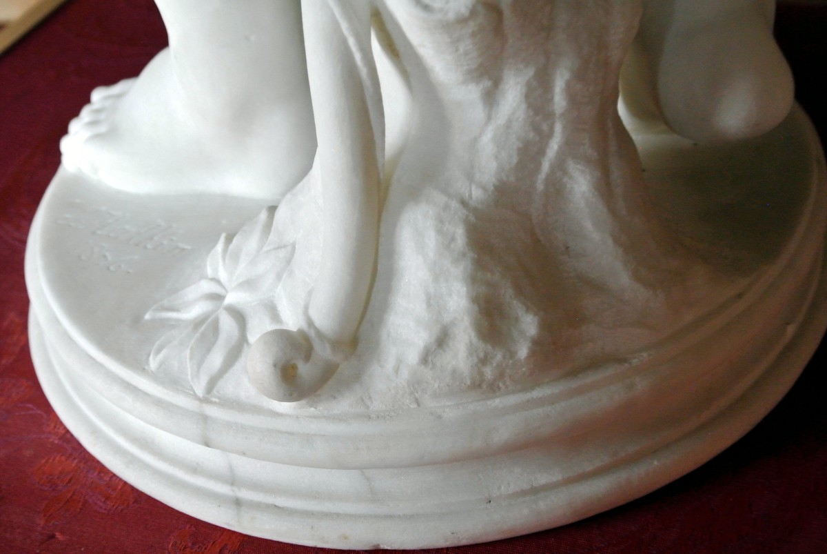 "Cupidon" Marbre signé Jules-Joseph Alkin  (1830/1888)-photo-6