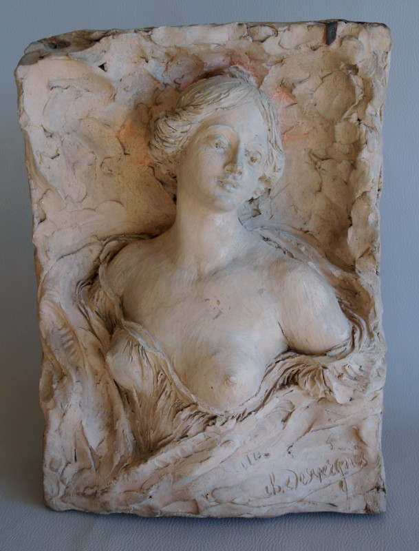 "female Bust" Original Terracotta By Charles Desvergnes-photo-2