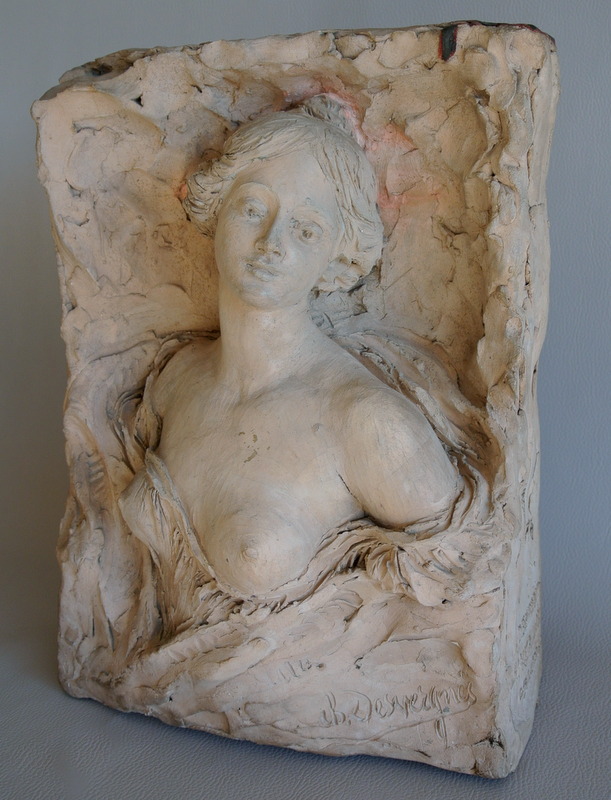 "female Bust" Original Terracotta By Charles Desvergnes-photo-3