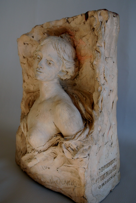 "female Bust" Original Terracotta By Charles Desvergnes-photo-7