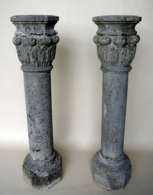 Pair Of Volvic Stone Columns-photo-3