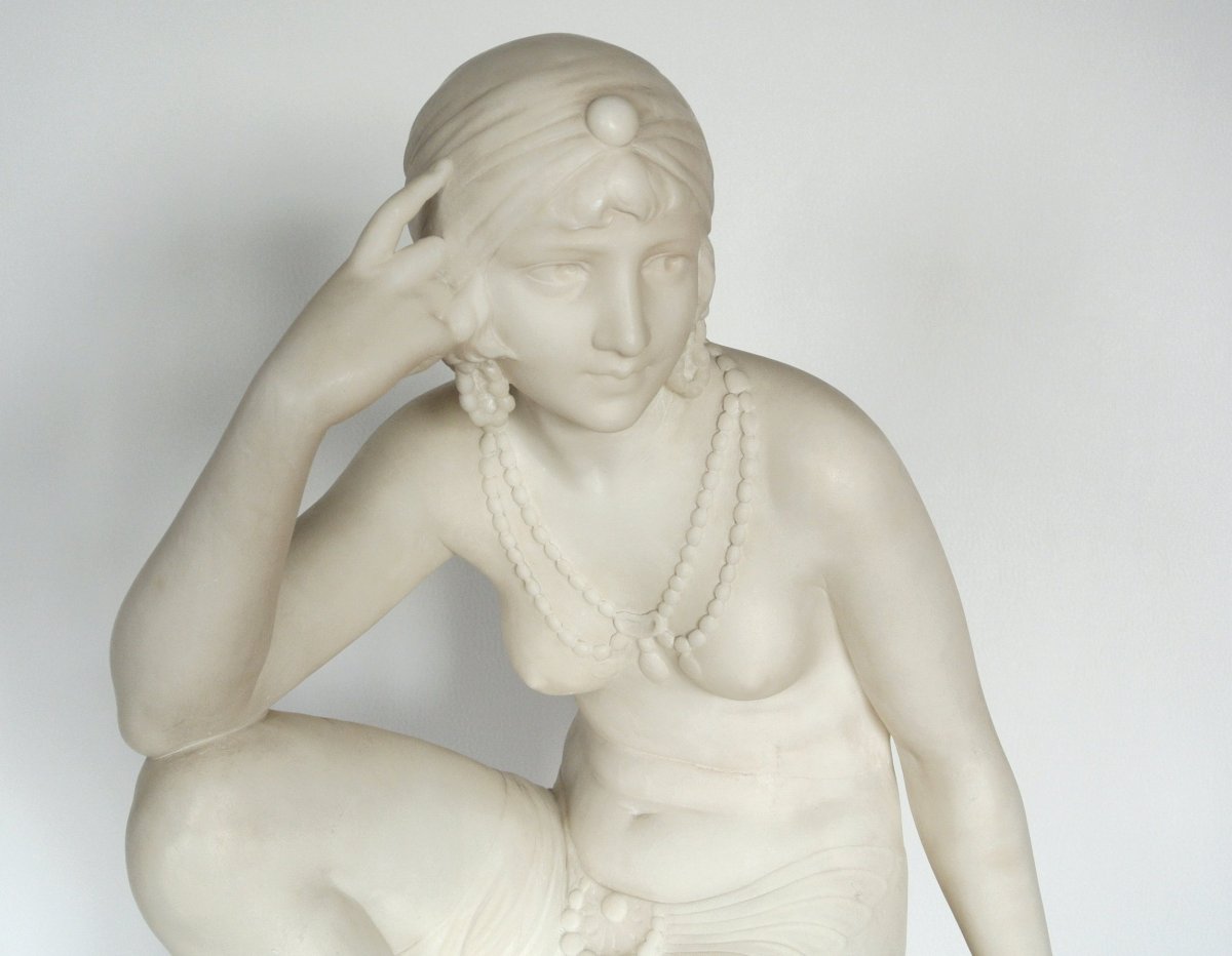 Oriental Dancer In Alabaster, Signed Cipriani-photo-4
