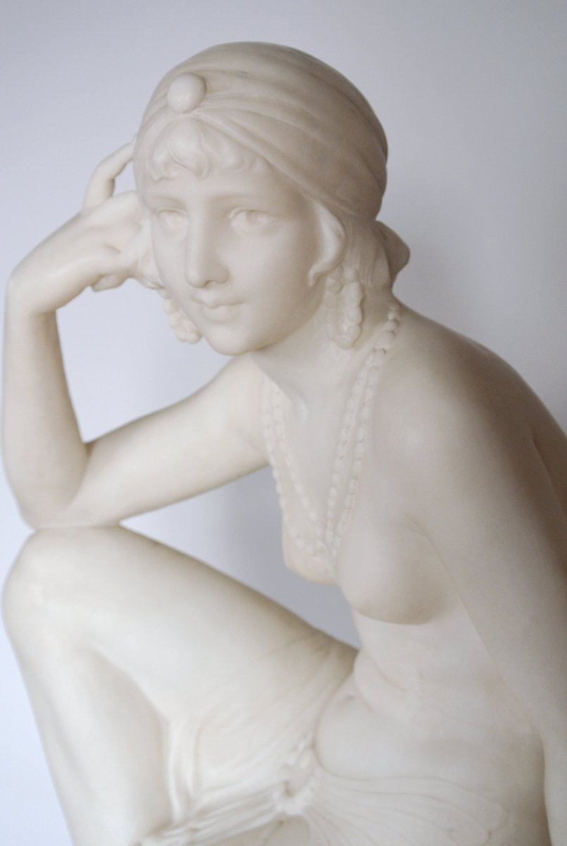 Oriental Dancer In Alabaster, Signed Cipriani-photo-4