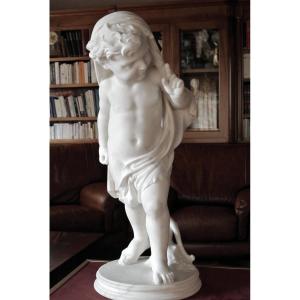 "Cupidon" Marbre signé Jules-Joseph Alkin  (1830/1888)