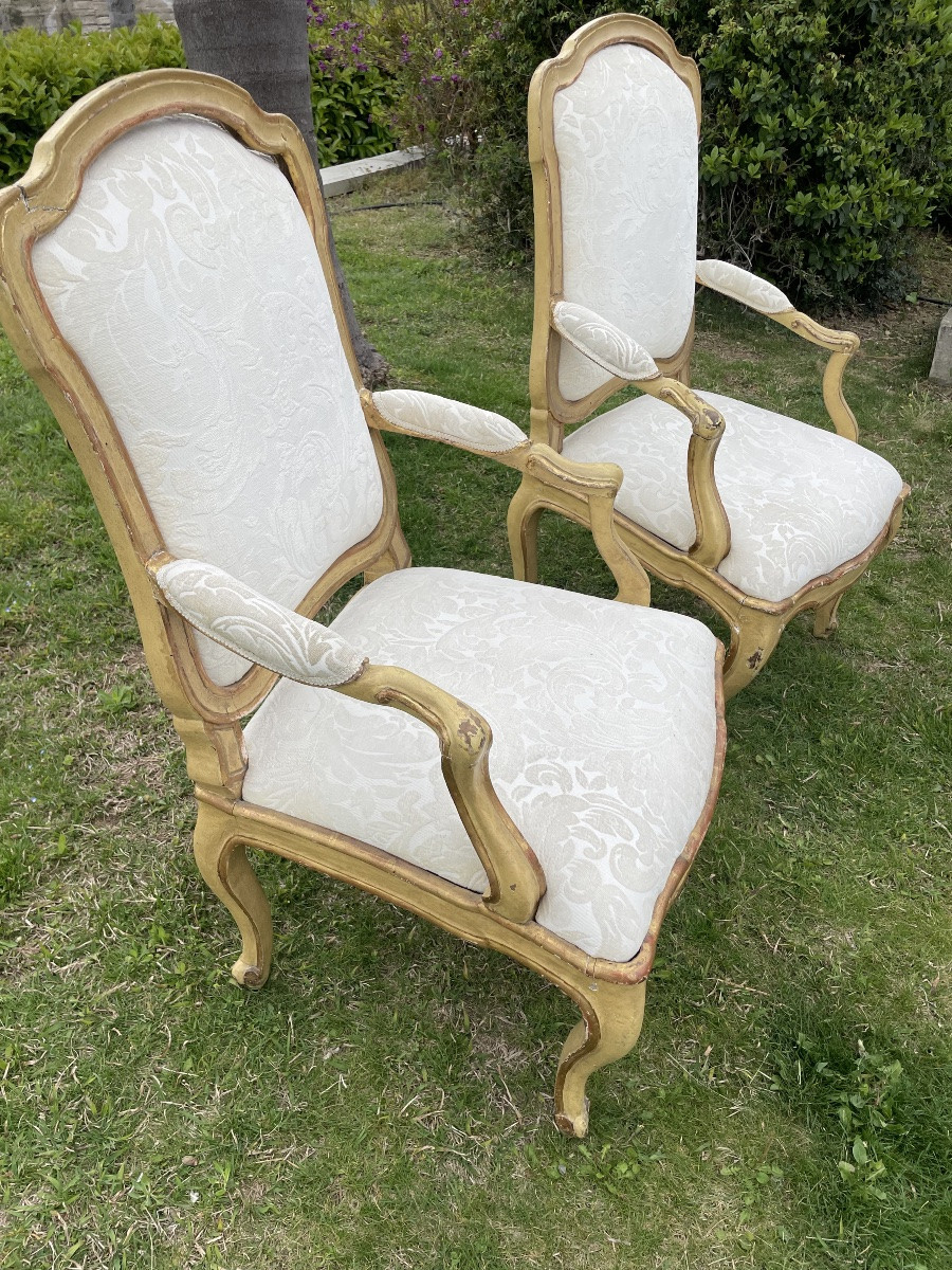 Pair Des Fateuils Laque’ Epoque Louise XV-photo-2