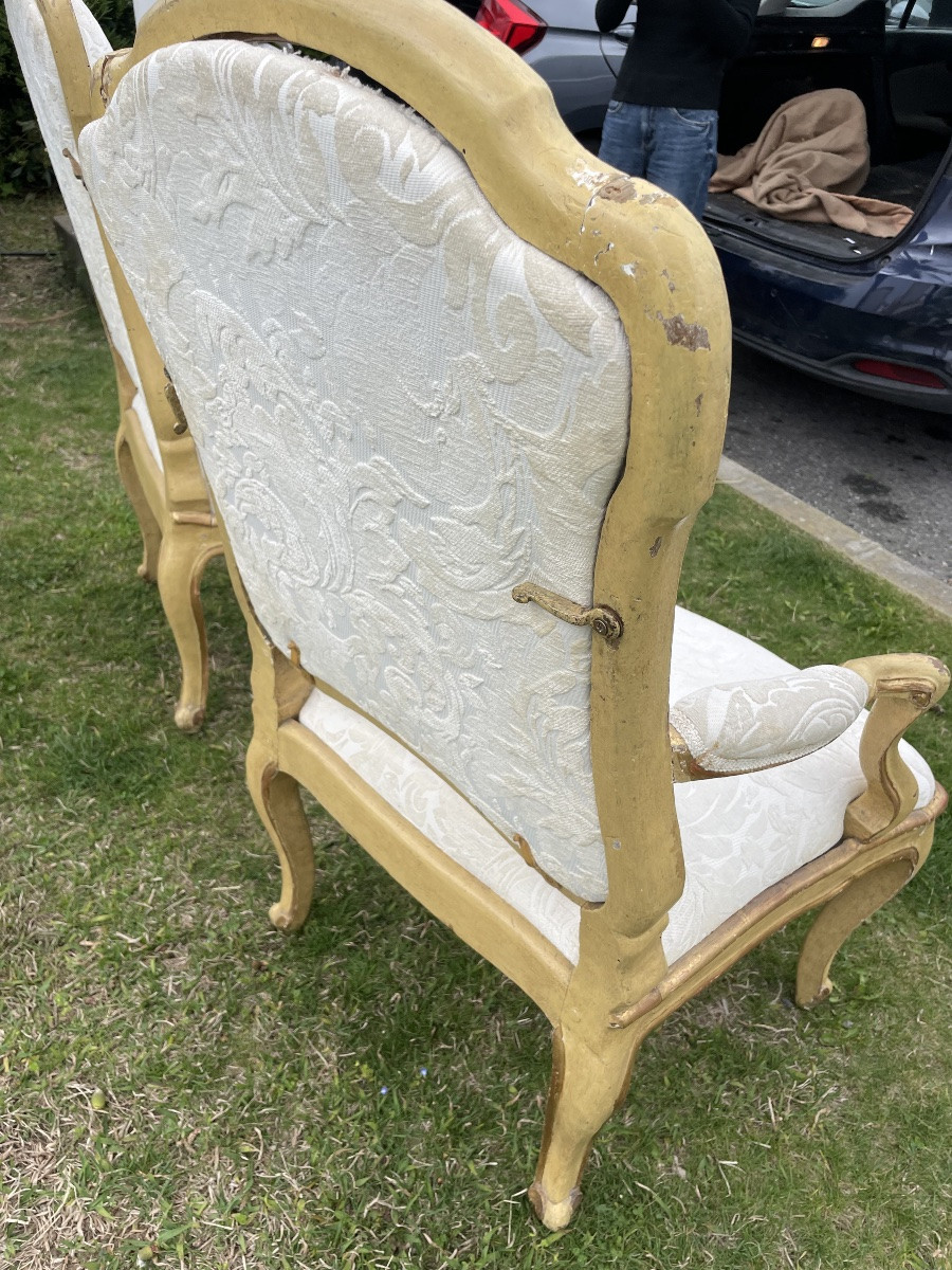Pair Des Fateuils Laque’ Epoque Louise XV-photo-3