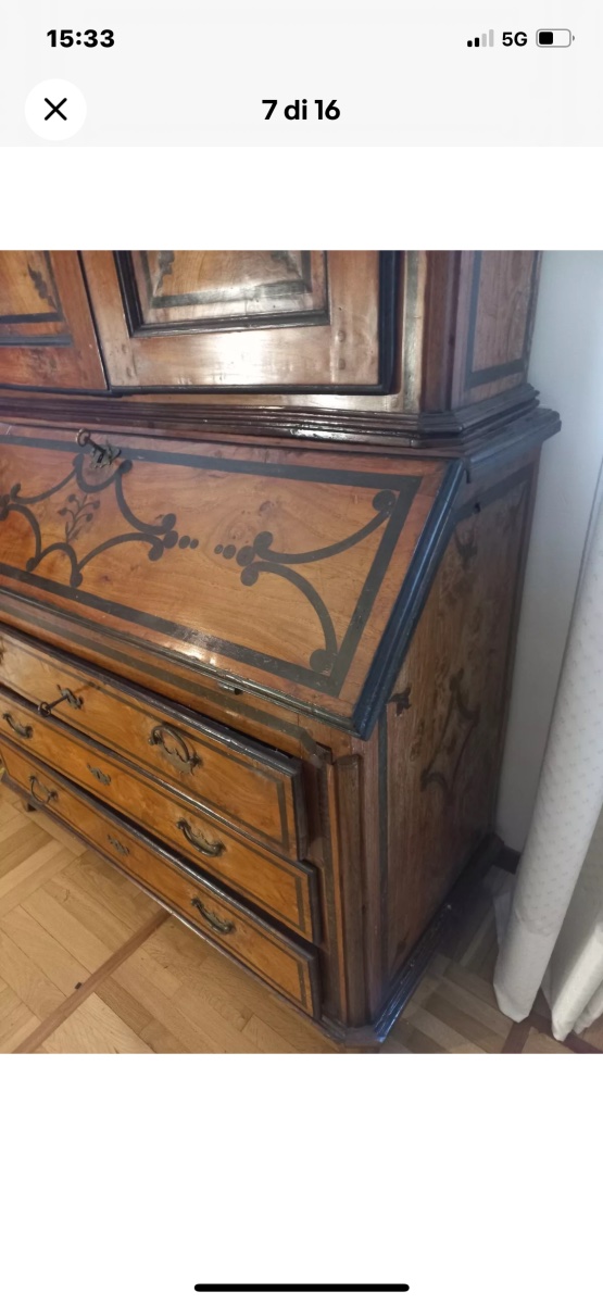 Trumeau XVIII Century In Elm Inlaid With Black Wood From Piedmont-photo-5